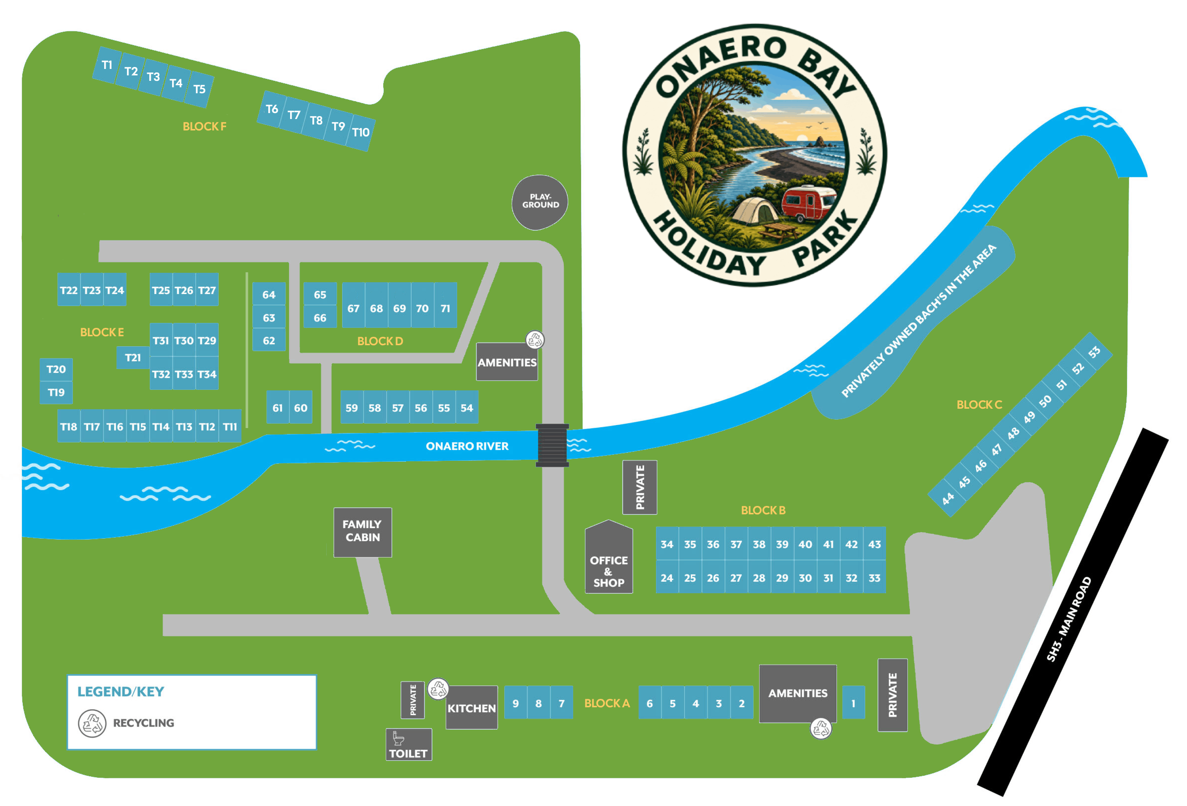 Onaero Bay Holiday Park Map